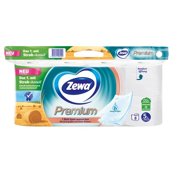 ZEWA TOILETTENPAPIER PREMIUM 8 X 110 BLATT 5-LAGIG 