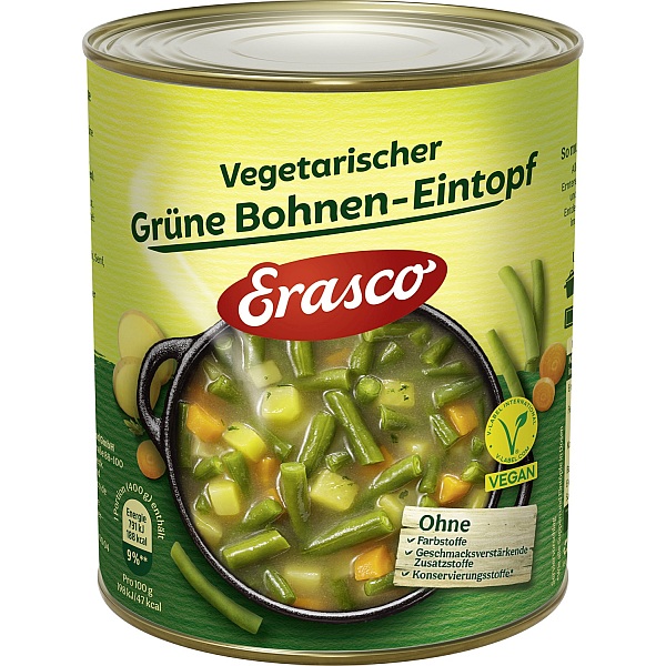 ERASCO VEGETARISCHER GRUENE - BOHNEN - EINTOPF 800G