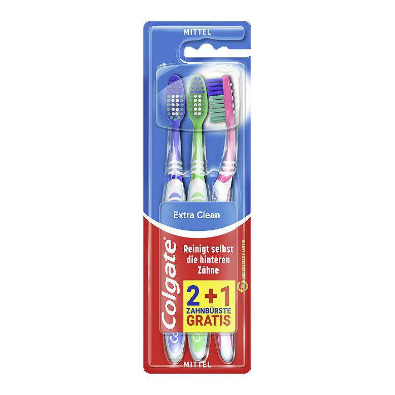 COLGATE ZAHNBUERSTE EXTRA CLEAN MEDIUM 2 + 1 GRATIS 