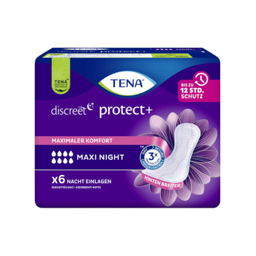 TENA DISCREET PROTECT+  MAXI NIGHT - 6 NACHT EINLAGEN