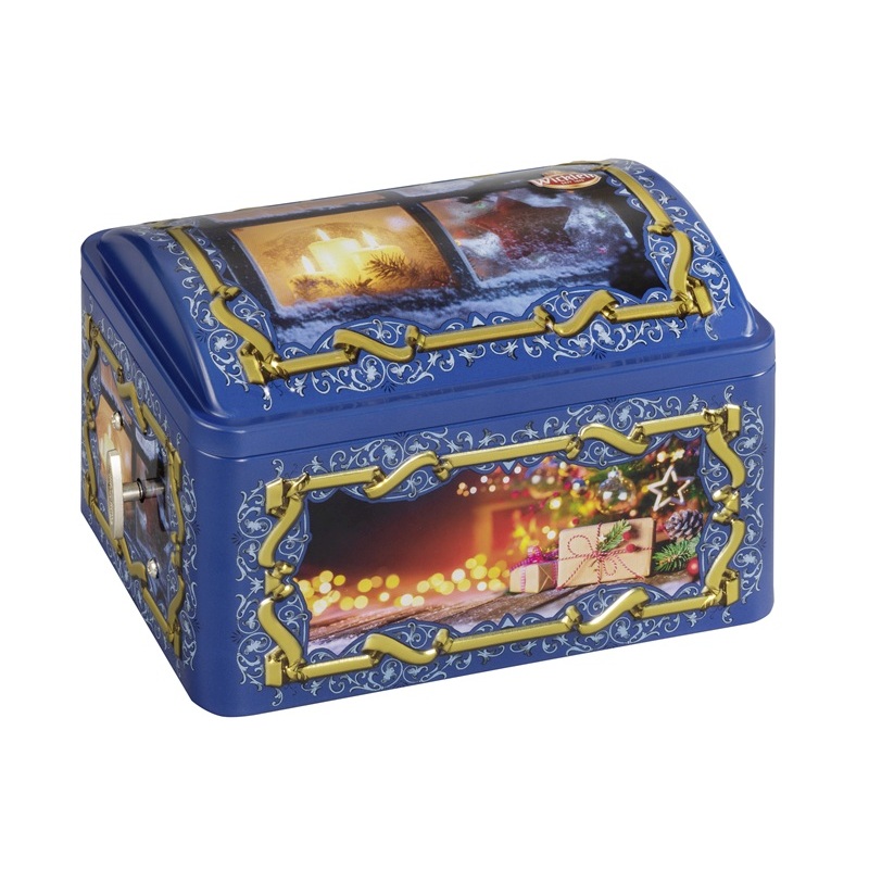 WICKLEIN NUERNBERGER ELISENSCHATULLE MIT SPIELUHR UND FEINSTEN NUERNBERGER ELISEN - LEBKUCHEN 2 - FACH SORTIERT 300G